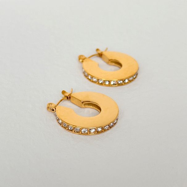 Women’s Jewelry Set Fashion Fashionable Niche INS Retro Titanium Steel Gear Design Row Diamond C Earrings_ipsvogv.com