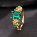 INS Style Square Emerald Zircon Fashion Versatile Flower Women's Ring New Jewelry_ipsvogv.com