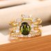 Cao Shi's Light Luxury Floral Horse Eye Inlaid Engagement Ring, Hot Selling Three Piece Finger Ring Set_ipsvogv.com