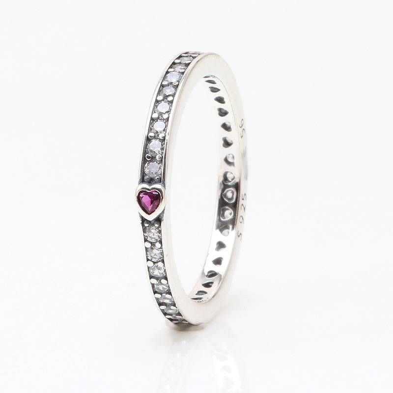 Women's Jewelry Silver Plated My Heart Ring Fashion Luxury Diamond Heart Shaped Rose Red Ring Valentine's Day Gift For Girlfriends_ipsvogv.com