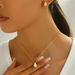Sweet and fresh women's water droplet necklace earring set, niche geometric design, collarbone chain, versatile_ipsvogv.com