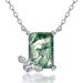 small Bee Design Natural Green Moss Stone Necklace S925 Silver Water Grass Agate Clavicle Chain Light Luxury_ipsvogv.com