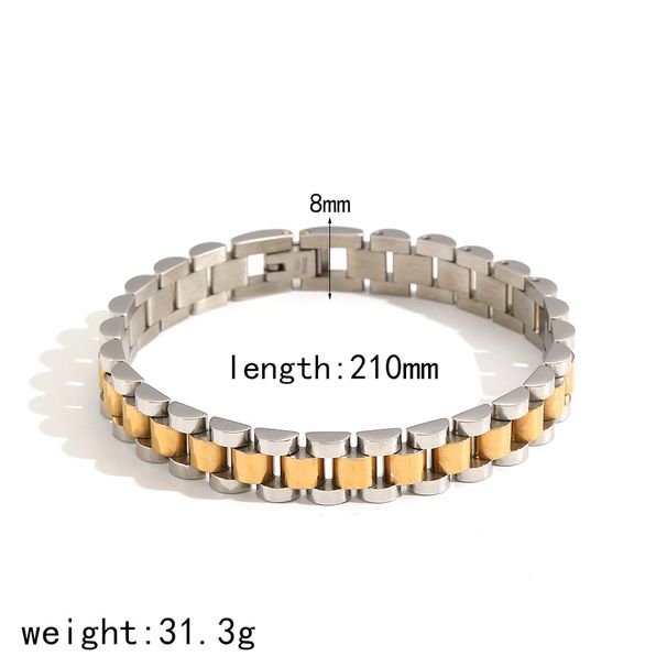 Ins Style Strap Design Titanium Men's Trendy Fashion Watch Chain Stainless Steel Bracelet Wristband_ipsvogv.com