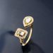 Personalized Open Bracelet Ring Two piece Set Open Water Drop Square Zircon Ring Bracelet_ipsvogv.com