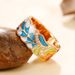 Cao Shi's Trend INS Wind Net Red Punk Style Copper Plated Oil Drop Blue And White Porcelain Pattern Hip Hop Ring_ipsvogv.com