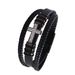Men's Jewelry Copper Inlaid Zircon Cross Bracelet Fashionable PU Leather Rope Hand Woven Alloy Bracelet Jewelry_ipsvogv.com