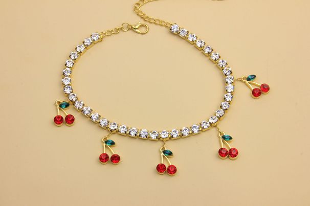 Novelty Rhinestone Hip-Hop Tennis Cherry Pendant Single Row Micro Paved Full Diamond Fashion Necklace_ipsvogv.com