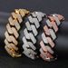 Men's Jewelry Set Fashion Men's Bracelet Flip Buckle Three Row Zircon Diamond Cuban Chain Thick Hip Hop Necklace_ipsvogv.com