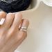 KASHITE Korean Edition S Pure Silver Cool Style Personalized Hollow Cross FAITH Open Ring For Women_ipsvogv.com