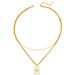 Double Layer Geometric Square Shell Necklace - Stainless Steel Fashion Jewelry For Women_ipsvogv.com