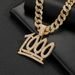 Hip Hop Hot Selling Full Diamond 1000 Point Pendant Cuban Necklace Men's Trendy Cool Street Dance Decoration_ipsvogv.com