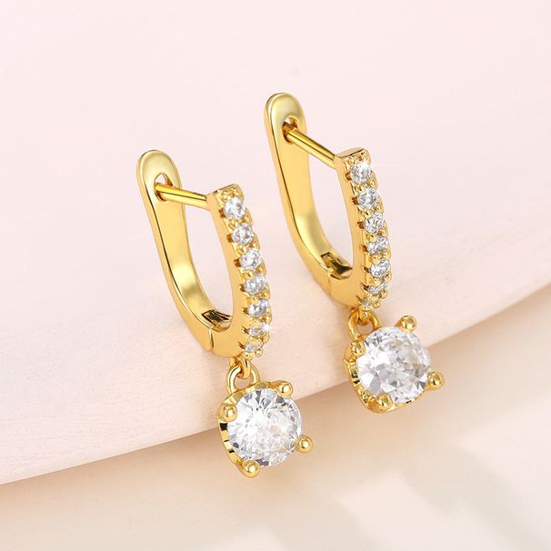 Cao Shi's Simple Design Sense Single Diamond Ear Buckle Youth Style Earrings for Women Korean Edition Fresh and Cute Female Earrings_ipsvogv.com