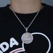 Men's Hip Hop Style Circular Pendant Necklace With ALLHUSTLE NO LUCK Lettering - Brass Chain For Trendy Streetwear Look_ipsvogv.com