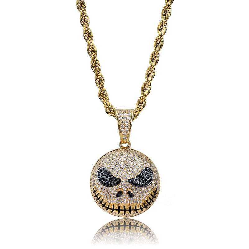 Jack Skellington Jack Skull Cartoon Pendant Hip Hop Micro Inlaid Zircon Necklace Accessories_ipsvogv.com