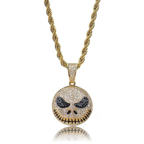 Jack Skellington Jack Skull Cartoon Pendant Hip Hop Micro Inlaid Zircon Necklace Accessories_ipsvogv.com
