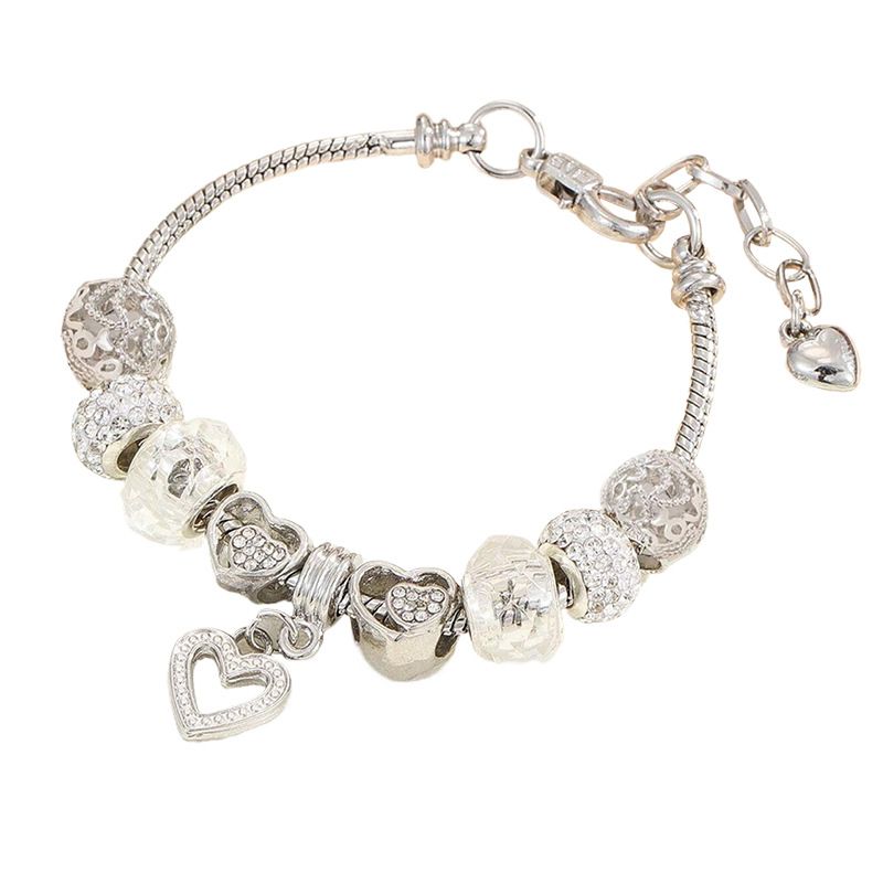 Pan's Crystal With Hollow Heart And Diamond Inlay DIY Handmade Large Hole Bead Detachable Bracelet_ipsvogv.com