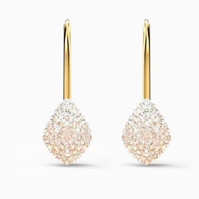 Gradient Champagne Color Water Drop Earrings For Women Crystal Diamond Earrings_ipsvogv.com