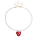 Sweet And Cute Red Love Pendant, Transparent Spinel Beaded Necklace, Girl Heart-shaped Necklace._ipsvogv.com