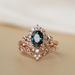 Sanjieins New With Blue Crystal Set Rose Gold Branch Flower Pair Ring For Women_ipsvogv.com