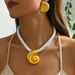 Fashionable OL personalized conch pendant necklace, electroplated alloy earrings, versatile spicy girl style jewelry set_ipsvogv.com