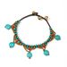 Bohemian Style Vacation Turquoise Round Beach Anklet Handmade Woven Beaded Copper Bead Women's Foot Jewelry_ipsvogv.com