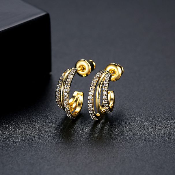 Women's Jewelry Gold Earrings Ins Copper Micro Inlaid Zircon Earrings Exquisite Small Design Niche Earrings_ipsvogv.com
