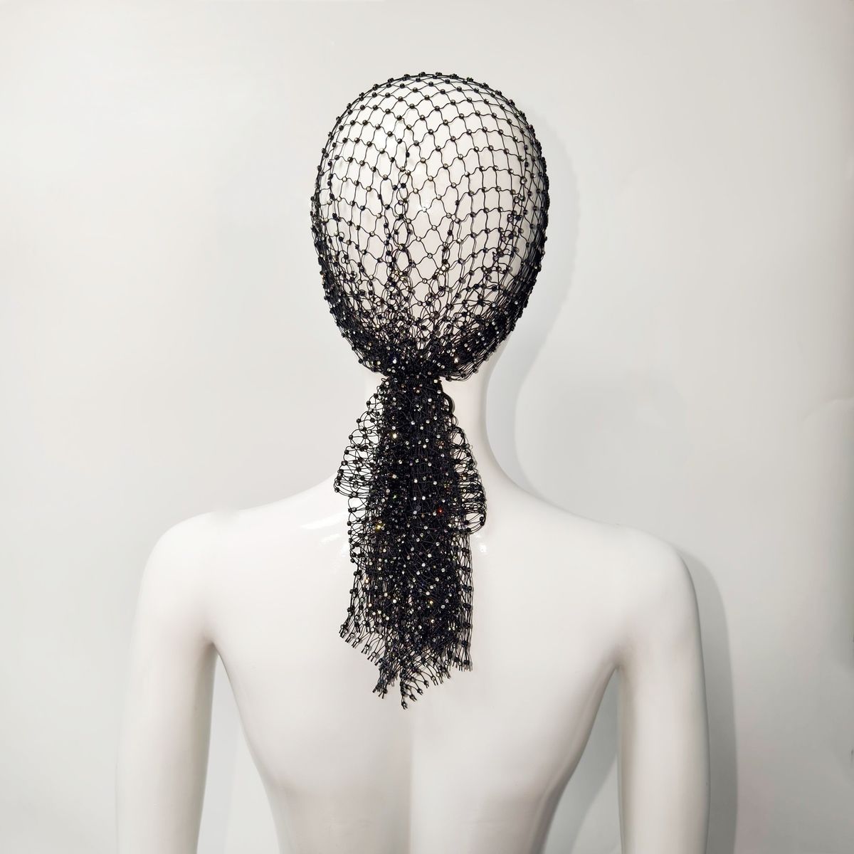 Fashion hat elastic rhinestone fishing net hat party personality head cover fishing net headscarf long hat_ipsvogv.com