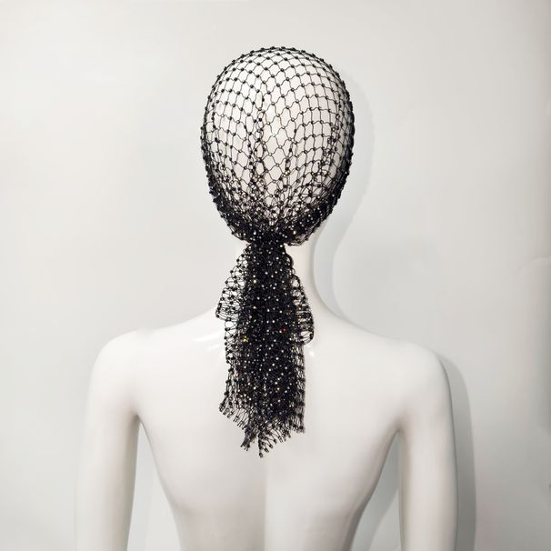 Fashion hat elastic rhinestone fishing net hat party personality head cover fishing net headscarf long hat_ipsvogv.com