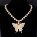 Hot Selling Butterfly Rhinestone Necklace Clavicle Chain Choker Accessories_ipsvogv.com