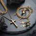 Titanium Steel Retro Cross Pendant Combination Set New Jewelry Necklace Bracelet Earrings Ring Four Piece Accessories_ipsvogv.com