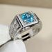 and Elegant Zircon Fashionable Full Blue-green Diamond Ring, Internet Famous Men's Starlight Trendy Korean Version With Ring,_ipsvogv.com