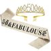 Number 40 50 60 Birthday Crown Rose Flower Etiquette Belt Set Rhinestone Headband Belt Queen Party Supplies_ipsvogv.com