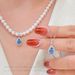 Red Deer Full Body S Pure Silver Sea Blue Treasure Pendant Water Drop Necklace Light Luxury Daily Versatile Clavicle_ipsvogv.com