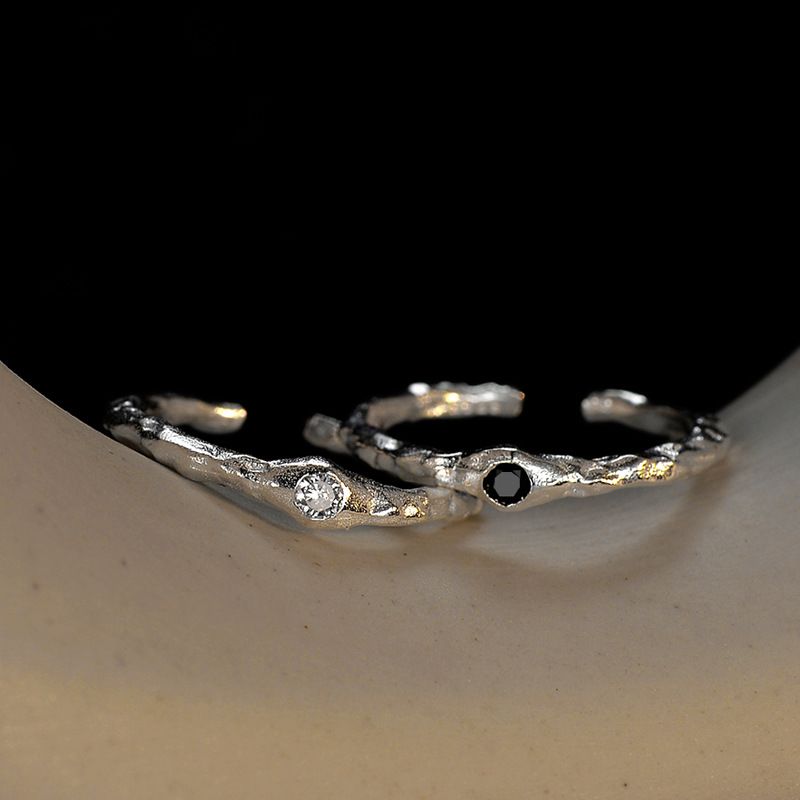 J1226 Korean Version Small And Minimalist S Sterling Silver Diamond Inlaid Fine For Women's Instagram Style Open Wrinkle_ipsvogv.com