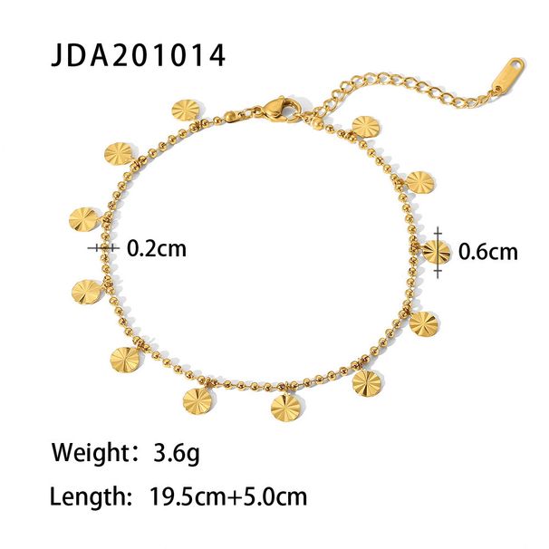 Women's Jewelry K Gold Plated 316L Stainless Steel Anklet Beaded Petal Disc Pendant Anklet Foot Ornaments_ipsvogv.com