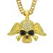 Hip Hop Exaggerated Accessories Men's Diamond-Studded Winged Skull Pendant Trendy Street Necklace_ipsvogv.com