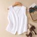 Women's Clothing new fashion short cotton and linen vest single layer vest retro casual ladies sleeveless cardigan top_ipsvogv.com