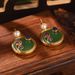 Ancient Style New Chinese Style Floral Tassel Pearl Earrings Hanfu Accessories Earrings Hetian Jade Green Agate Temperament Ear Hooks_ipsvogv.com