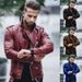 Men's autumn and winter new leather jacket with fashionable lapel zipper motorcycle leather jacket_ipsvogv.com