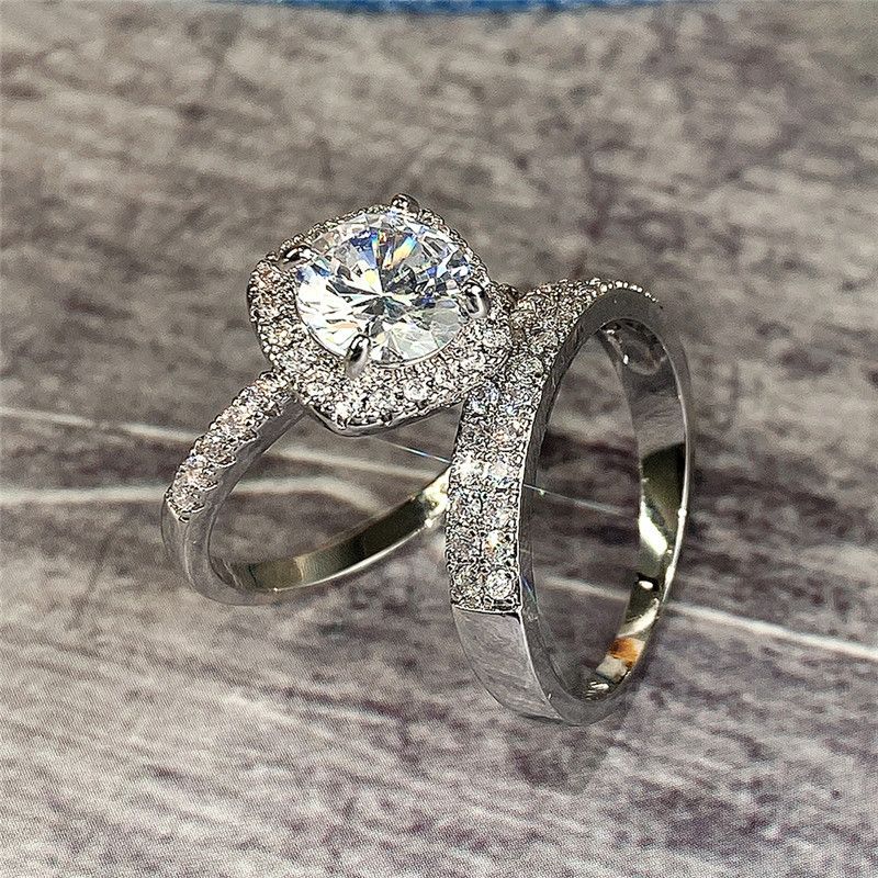 hot selling ring sets, new style full inlaid super sparkling zircon couple rings, fashionable wedding ring sets_ipsvogv.com