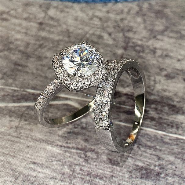 hot selling ring sets, new style full inlaid super sparkling zircon couple rings, fashionable wedding ring sets_ipsvogv.com