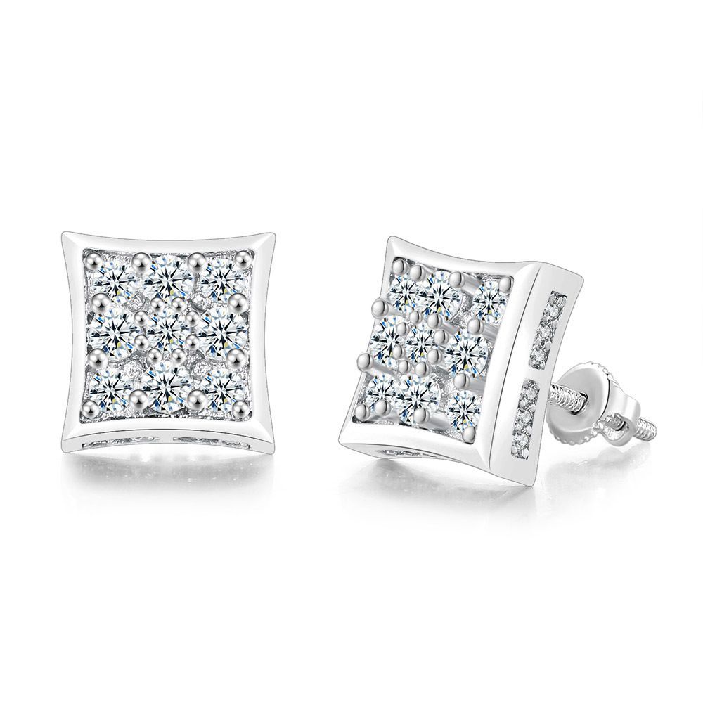 Unisex Jewelry Fashion hip hop square cross earrings for men full of diamonds and zircon thread earrings street fashion accessories_ipsvogv.com