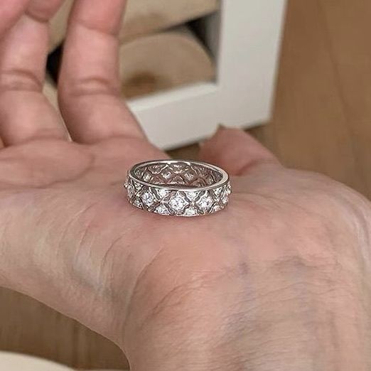 Super Sparkling Full Diamond Lace With Vintage Luxury, Niche Design Temperament, High-end Living Ring Gift_ipsvogv.com