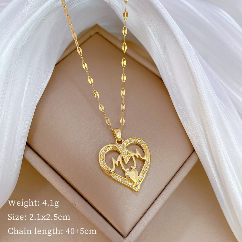 Heartwarming 【 】 Love MM Light Luxury Temperament Gorgeous Full Diamond Necklace Women's Versatile Clavicle Titanium 【 】_ipsvogv.com
