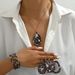 Minimalist personalized women's necklace bracelet set, fresh and sweet flower earrings design, multi-layered wristband_ipsvogv.com