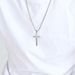 Men's Jewelry Simple Beveled Stainless Steel Cross Pendant Neutral Style Niche Personality Wear Necklace_ipsvogv.com