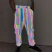 Men's Clothing geometric pattern colorful reflective overalls men's knitted breathable casual loose skinny pants_ipsvogv.com