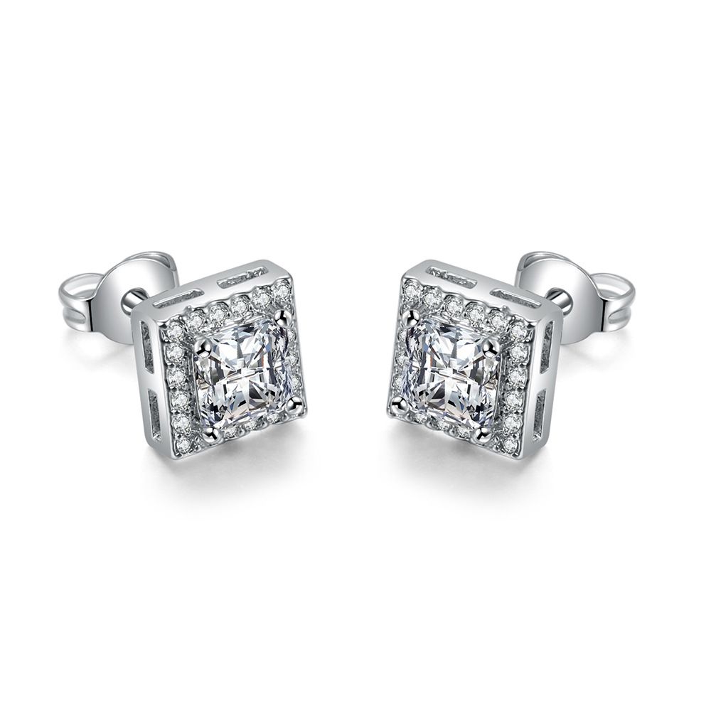 Unisex Jewelry Fashion popular hip hop zircon earrings for men and women square full diamond thread earrings street fashion hot selling earrings_ipsvogv.com