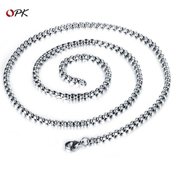 Men's Jewelry Necklace Square Pearl Chain Surface Polished Stainless Steel Single Chain All Match Men's Jewelry_ipsvogv.com