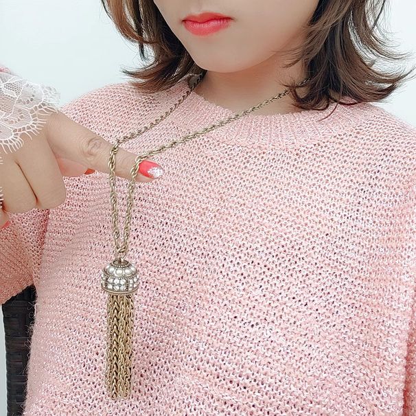 Wind Metal Texture Jewelry, Exaggerated Personality Necklace, Women's Vintage Sweater Chain, Luxurious Tassel Accessories_ipsvogv.com